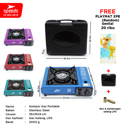 SPEEDS Kompor Gas Portabel 2in1 Portable Stove Outdoor Indoor  Kompor Masak Camping LX 003-3616