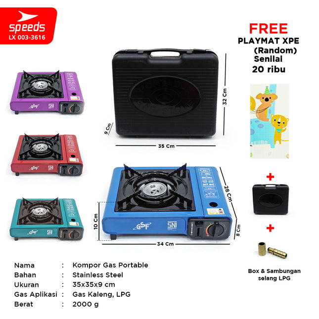 SPEEDS Kompor Gas Portabel 2in1 Portable Stove Outdoor Indoor  Kompor Masak Camping LX 003-3616