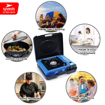 SPEEDS Kompor Gas Portabel 2in1 Portable Stove Outdoor Indoor  Kompor Masak Camping LX 003-3616