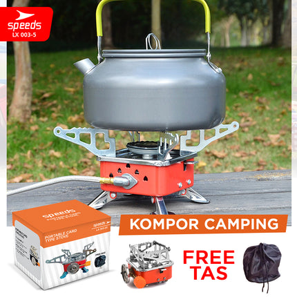 SPEEDS Kompor Camping Portable Gas Mini Kompor Lipat Portable Kompor Portebel Anti Angin + TAS 003-5