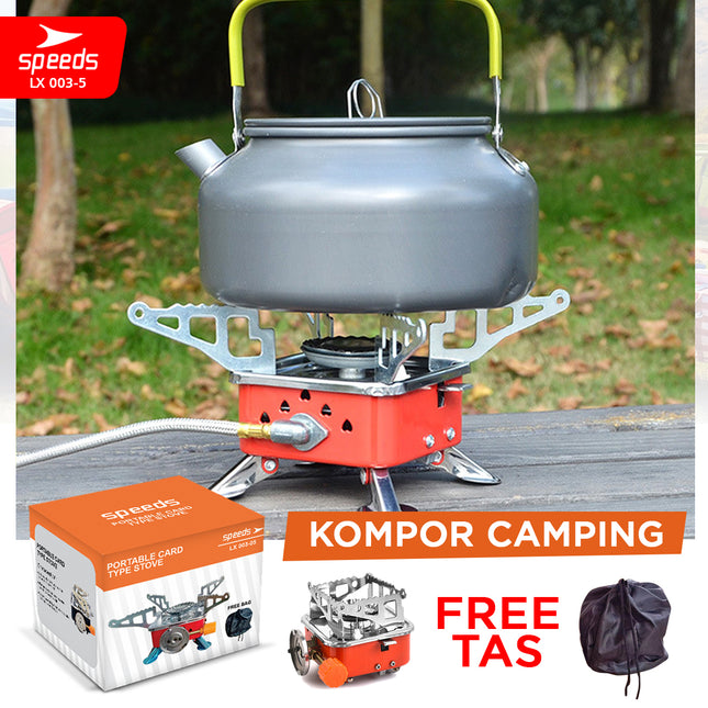 SPEEDS Kompor Camping Portable Gas Mini Kompor Lipat Portable Kompor Portebel Anti Angin + TAS 003-5
