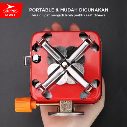 SPEEDS Kompor Camping Portable Gas Mini Kompor Lipat Portable Kompor Portebel Anti Angin + TAS 003-5