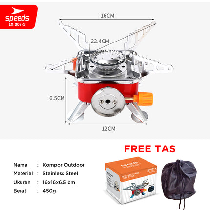 SPEEDS Kompor Camping Portable Gas Mini Kompor Lipat Portable Kompor Portebel Anti Angin + TAS 003-5