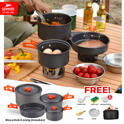 SPEEDS Alat Masak Set Camping Mini Kemah Rekreasi Paket Cooking Set Kemping Kettel Portable Outdoor 003-500