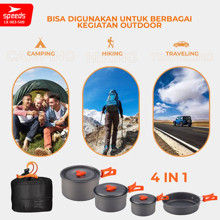 SPEEDS Alat Masak Set Camping Mini Kemah Rekreasi Paket Cooking Set Kemping Kettel Portable Outdoor 003-500