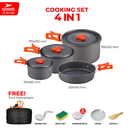 SPEEDS Alat Masak Set Camping Mini Kemah Rekreasi Paket Cooking Set Kemping Kettel Portable Outdoor 003-500