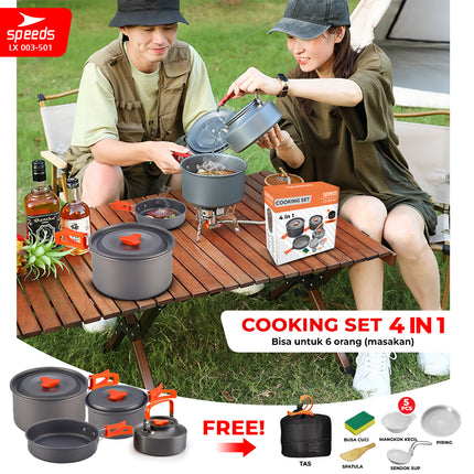 SPEEDS Alat Masak Set Camping Mini Kemah Rekreasi Paket Cooking Set Kemping Wajan Portable Outdoor 003-501