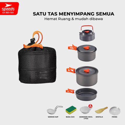 SPEEDS Alat Masak Set Camping Mini Kemah Rekreasi Paket Cooking Set Kemping Wajan Portable Outdoor 003-501