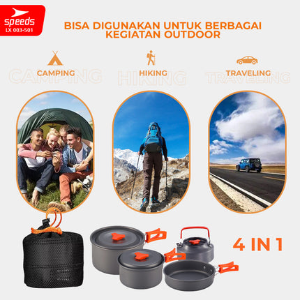 SPEEDS Alat Masak Set Camping Mini Kemah Rekreasi Paket Cooking Set Kemping Wajan Portable Outdoor 003-501