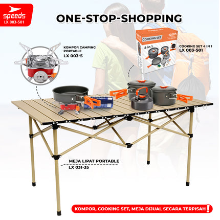 SPEEDS Alat Masak Set Camping Mini Kemah Rekreasi Paket Cooking Set Kemping Wajan Portable Outdoor 003-501