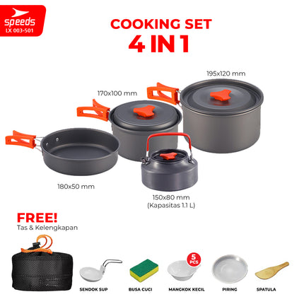 SPEEDS Alat Masak Set Camping Mini Kemah Rekreasi Paket Cooking Set Kemping Wajan Portable Outdoor 003-501