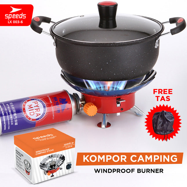 SPEEDS Kompor Camping Gas Alat Masak Alam Mini Kompor Lipat Bunga Anti Angin WindProof Nesting Portable+TAS 003-6