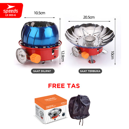 SPEEDS Kompor Camping Gas Alat Masak Alam Mini Kompor Lipat Bunga Anti Angin WindProof Nesting Portable+TAS 003-6