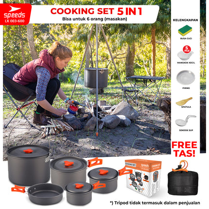 SPEEDS Alat Masak Set Camping Mini Kemah Rekreasi Paket Cooking Set Kemping Panci Portable Outdoor 003-600