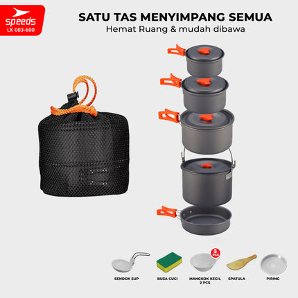 SPEEDS Alat Masak Set Camping Mini Kemah Rekreasi Paket Cooking Set Kemping Panci Portable Outdoor 003-600