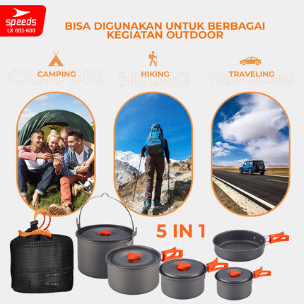 SPEEDS Alat Masak Set Camping Mini Kemah Rekreasi Paket Cooking Set Kemping Panci Portable Outdoor 003-600