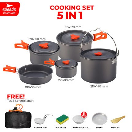 SPEEDS Alat Masak Set Camping Mini Kemah Rekreasi Paket Cooking Set Kemping Panci Portable Outdoor 003-600