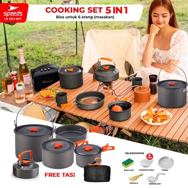 SPEEDS Alat Masak Set Camping Mini Kemah Rekreasi Paket Cooking Set Kemping Pesta Rekreasi Portable Outdoor 003-601
