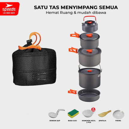 SPEEDS Alat Masak Set Camping Mini Kemah Rekreasi Paket Cooking Set Kemping Pesta Rekreasi Portable Outdoor 003-601