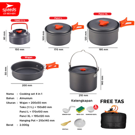 SPEEDS Alat Masak Set Camping Mini Kemah Rekreasi Paket Cooking Set Kemping Pesta Rekreasi Portable Outdoor 003-601