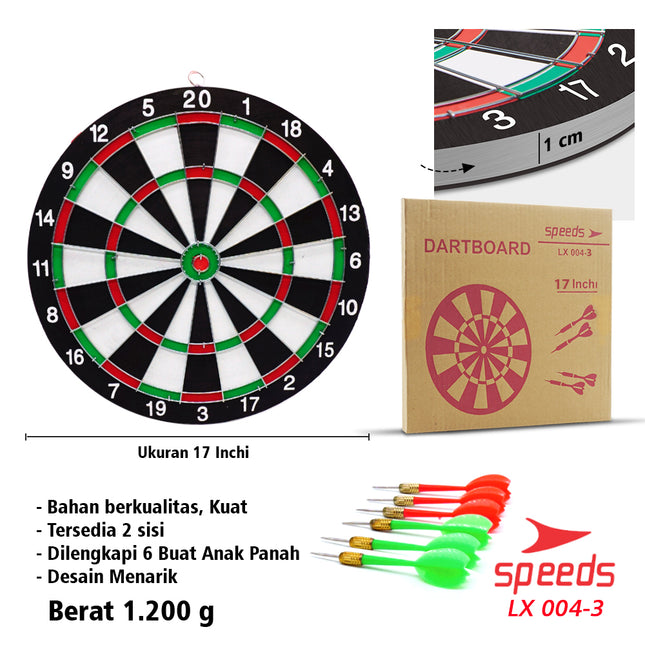 SPEEDS PAPAN DART GAME BESAR 17 Inch Papan Dart Panahan Dinding Board busur lemparan 004-3