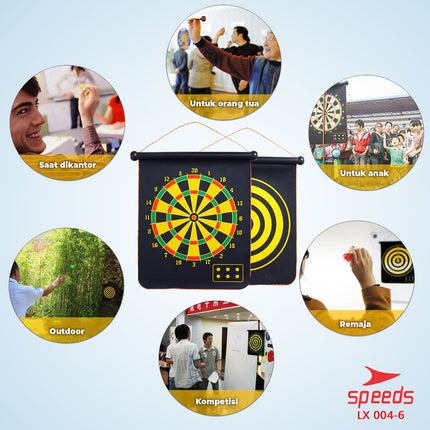 SPEEDS Magnetic Dart Game 17" Bolak balik depan belakang Game Dartboard Papan Dart board 004-6