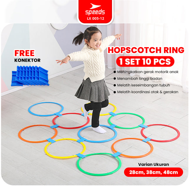 SPEEDS Hopscotch Ring isi 10pcs Mainan Lingkaran Loncat Anak Motorik Olahraga Engklek Outdoor Indoor 005-12