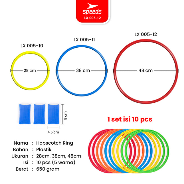 SPEEDS Hopscotch Ring isi 10pcs Mainan Lingkaran Loncat Anak Motorik Olahraga Engklek Outdoor Indoor 005-12