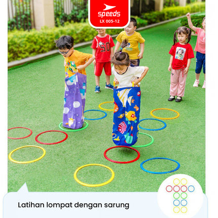 SPEEDS Hopscotch Ring isi 10pcs Mainan Lingkaran Loncat Anak Motorik Olahraga Engklek Outdoor Indoor 005-12