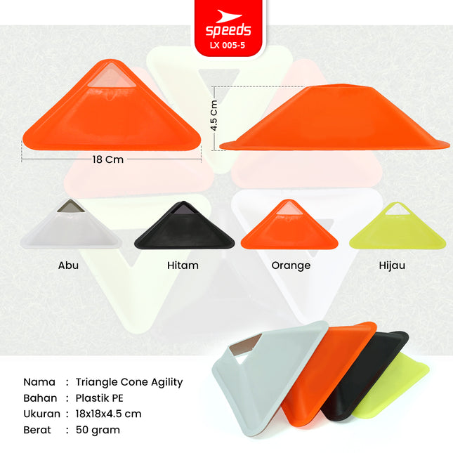 SPEEDS Cone Mangkok Model Segitiga Untuk Futsal, Sepak Bola atau olahraga lain LX 005-5