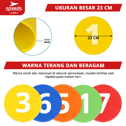 SPEEDS Flat Disc Marker Penanda Olahraga Sepak Bola Futsal 1 set Lengkap Agility Training Marker 005-6