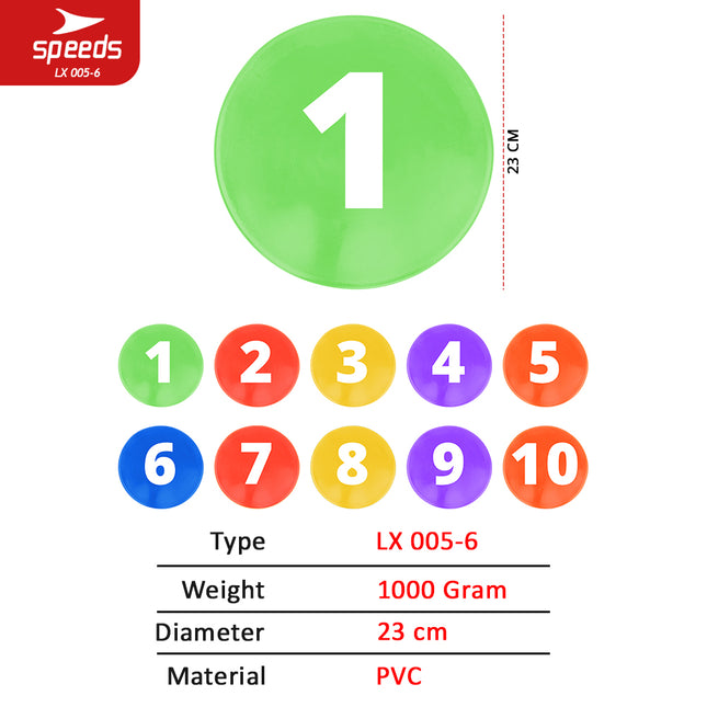 SPEEDS Flat Disc Marker Penanda Olahraga Sepak Bola Futsal 1 set Lengkap Agility Training Marker 005-6