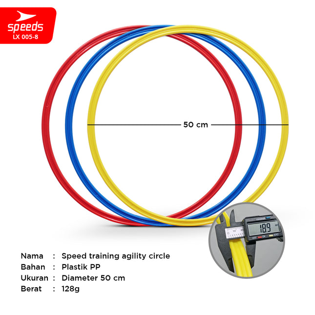 SPEEDS Agility Ring Ketangkasan 56cm 50cm 40cm Latihan Gerakan Kelenturan Kaki Sepakbola LX 005-8