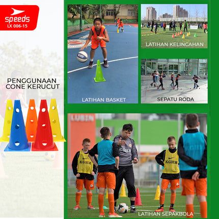 SPEEDS Cone Sepak Bola 23cm Kerucut Penanda Sepak Bola Olahraga Futsal Berlubang 006-15