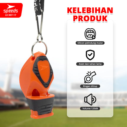 SPEEDS Peluit Wasit Pluit Treble Whistle Olahraga Periwitan Sport Referee Hakim Garis 120db Lanyard Tali 007-17