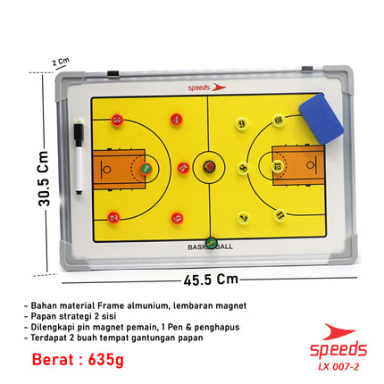 SPEEDS Papan Strategi Taktik Pelatih Basket BasketBall Coach Board Magnetic 007-2