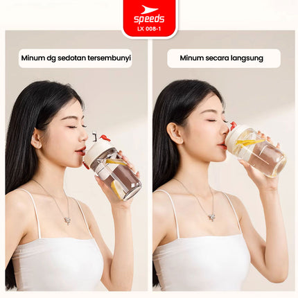 SPEEDS Botol Minum Tumbler Glass Kaca Tumbler Termos Air Panas Mini Botol Minum Portabel 008-1