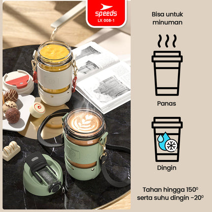 SPEEDS Botol Minum Tumbler Glass Kaca Tumbler Termos Air Panas Mini Botol Minum Portabel 008-1