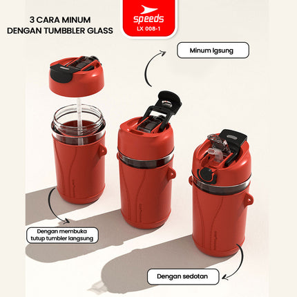SPEEDS Botol Minum Tumbler Glass Kaca Tumbler Termos Air Panas Mini Botol Minum Portabel 008-1