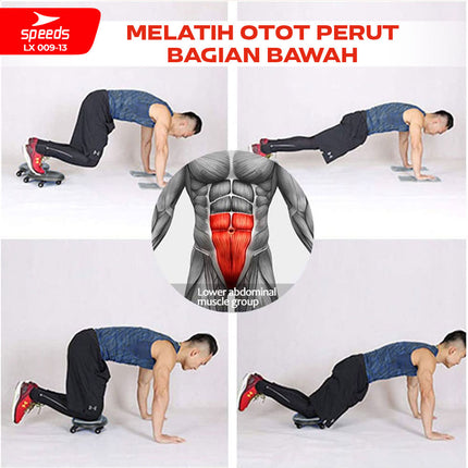 SPEEDS Ab Wheel Abs Roller Abdominal Roller Slide 4 Roda Multifungsi Alat Fitness Olahraga Gym 009-13