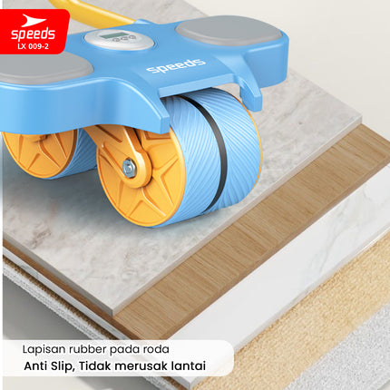 SPEEDS AB Wheels Plank Trainer Ab Roller 2 Roda Automatic Rebound 2in1 Cardio Portabel 009-2 BIRU
