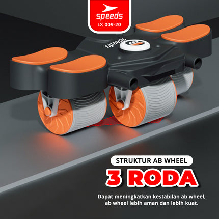 SPEEDS AB Wheels Plank Trainer Ab Roller 2 Roda Automatic Rebound 2in1 Exercise Latihan Perut Fitness Gym Timer 009-20 HITAM