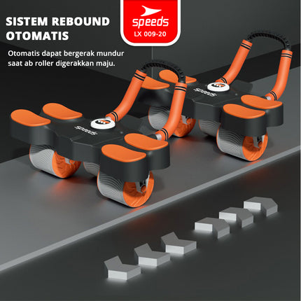 SPEEDS AB Wheels Plank Trainer Ab Roller 2 Roda Automatic Rebound 2in1 Exercise Latihan Perut Fitness Gym Timer 009-20 HITAM