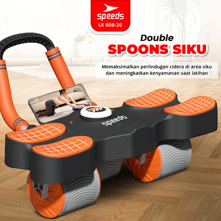 SPEEDS AB Wheels Plank Trainer Ab Roller 2 Roda Automatic Rebound 2in1 Exercise Latihan Perut Fitness Gym Timer 009-20 HITAM