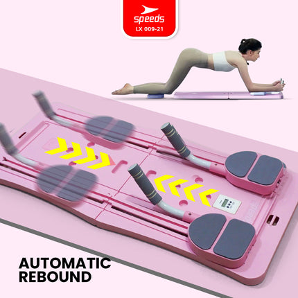SPEEDS Papan Pilates Papan Perut Latihan Perut Aerobik 4in1 Push Up Ab Wheel Fitness Multifungsi 009-21