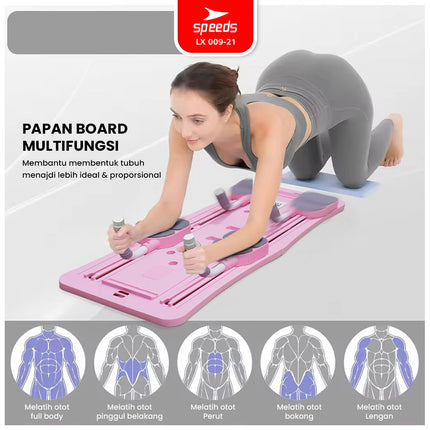 SPEEDS Papan Pilates Papan Perut Latihan Perut Aerobik 4in1 Push Up Ab Wheel Fitness Multifungsi 009-21