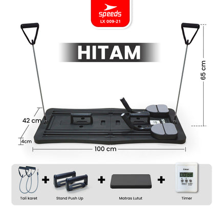 SPEEDS Papan Pilates Papan Perut Latihan Perut Aerobik 4in1 Push Up Ab Wheel Fitness Multifungsi 009-21