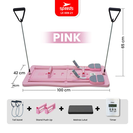 SPEEDS Papan Pilates Papan Perut Latihan Perut Aerobik 4in1 Push Up Ab Wheel Fitness Multifungsi 009-21