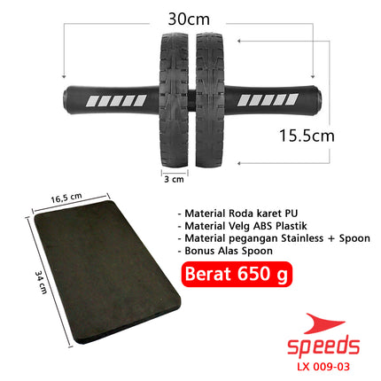 SPEEDS Ab Wheel / Double Wheel / Alat Push Up Stand Bar Alat Gym / Alat Sit Up / Abdominal Roller 009-3