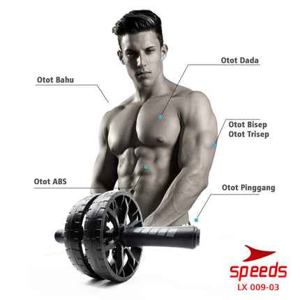 SPEEDS Ab Wheel / Double Wheel / Alat Push Up Stand Bar Alat Gym / Alat Sit Up / Abdominal Roller 009-3